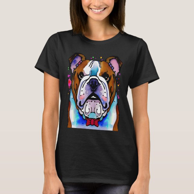 Cute Bulldog Watercolour for bulldog lovers, Men W T-Shirt (Vorderseite)