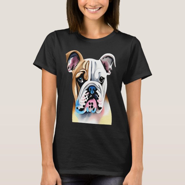 Cute Bulldog Watercolour for bulldog lovers, Men W T-Shirt (Vorderseite)