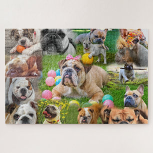 Cute Bulldogs Art   Photo Collage Dogs Puzzle