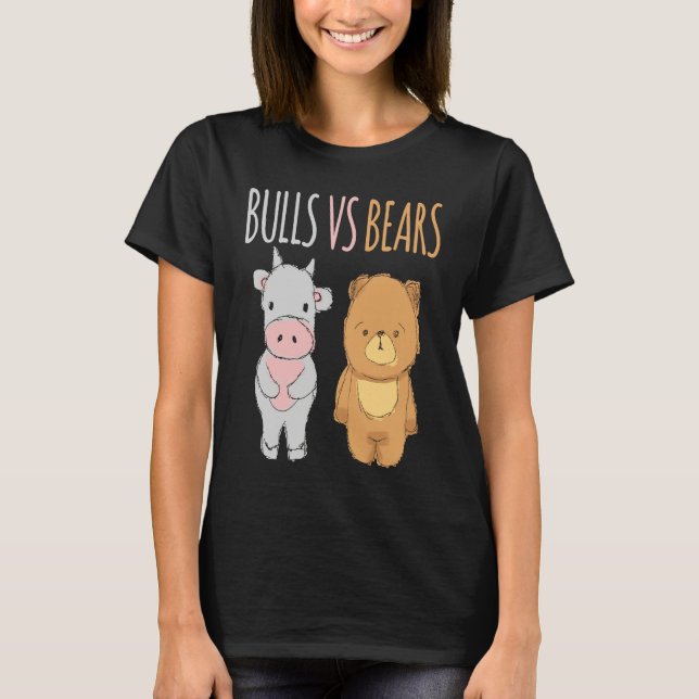 Cute Bulls vs Bears  Forex Crypto Stock Traders T-Shirt (Vorderseite)