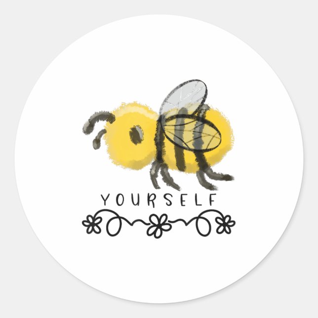 Cute Bumblebee Bee Yourself  Runder Aufkleber (Vorderseite)