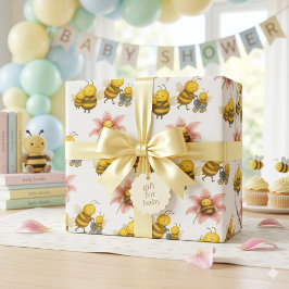 Cute Bumblebee Mom & Baby Bee  Geschenkpapier