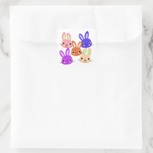 Cute Bunnies Quadratischer Aufkleber (Tasche)