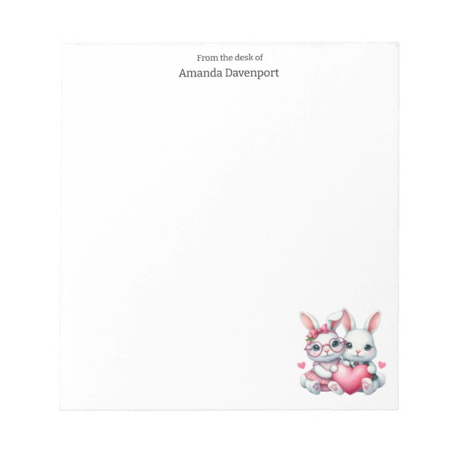 Cute Bunnies Sharing a Heart Notizblock (Vorderseite)