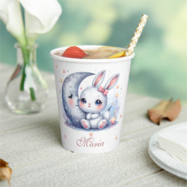 cute bunny and silver moon paper cups pappbecher