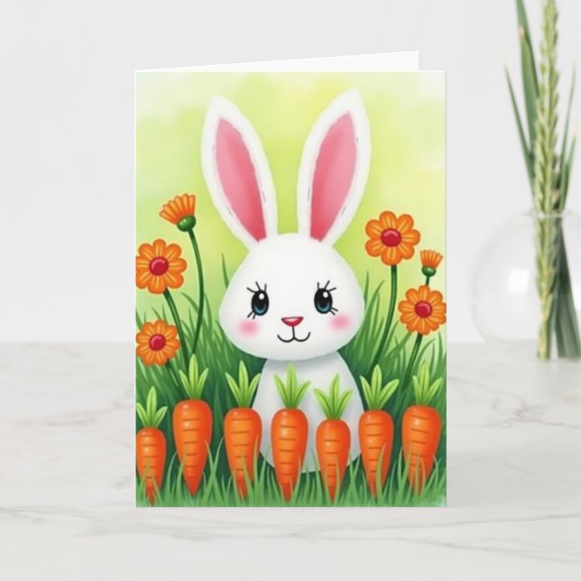 Cute Bunny And Veggies Card Karte (Vorderseite)