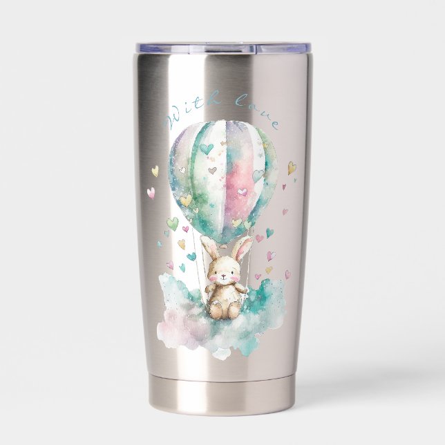 Cute bunny AVIATION, personalisiert Thermobecher (Vorderseite)