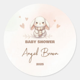 Cute Bunny Baby Shower Favor Sticker