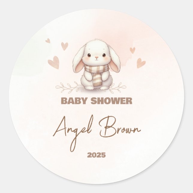 Cute Bunny Baby Shower Favor Sticker (Vorderseite)