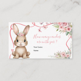 Cute Bunny Baby Shower Girl How Many Candies Begleitkarte