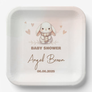 Cute Bunny Baby Shower Pappteller