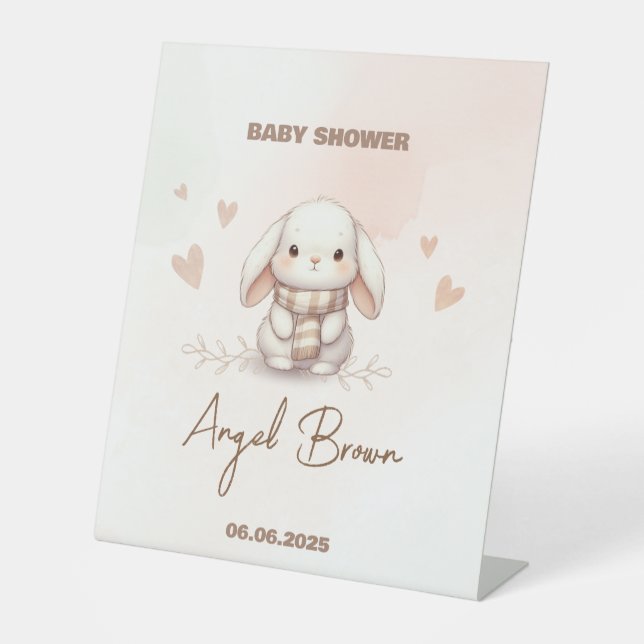 Cute Bunny Baby Shower Sockelschild (Vorderseite)