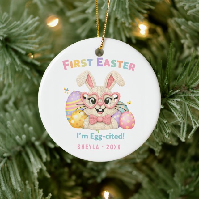 Cute Bunny Baby's First Easter  Keramik Ornament (Baum)