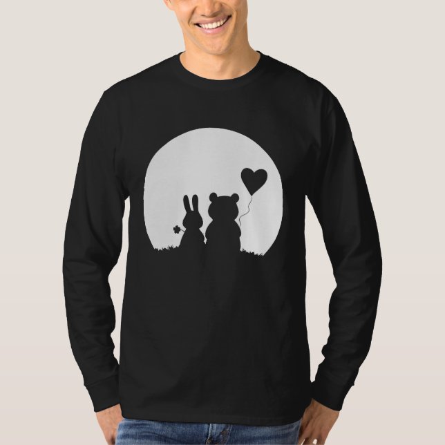 Cute Bunny Bear Love Couple Valentine's Day Rabbit T-Shirt (Vorderseite)