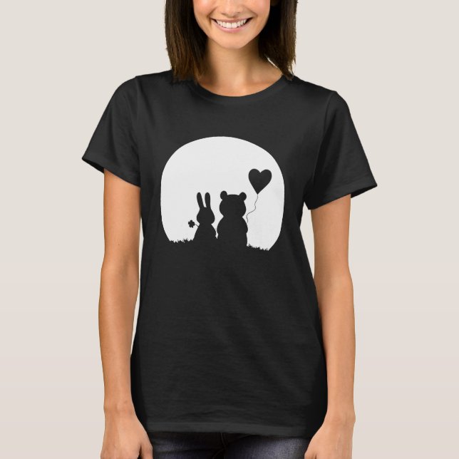 Cute Bunny Bear Love Couple Valentine's Day Rabbit T-Shirt (Vorderseite)