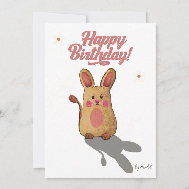 Cute Bunny Birthday Card by Alzart – Adorable and  Einladung (Vorderseite)