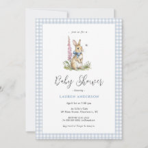 Cute  Bunny Blue Baby Boy Shower 