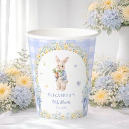 Cute Bunny Blue Baby Shower Paper Cups Pappbecher