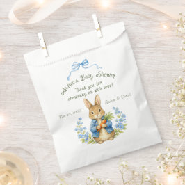 Cute Bunny Boy Floral Blue Bow Baby Shower Geschenktütchen