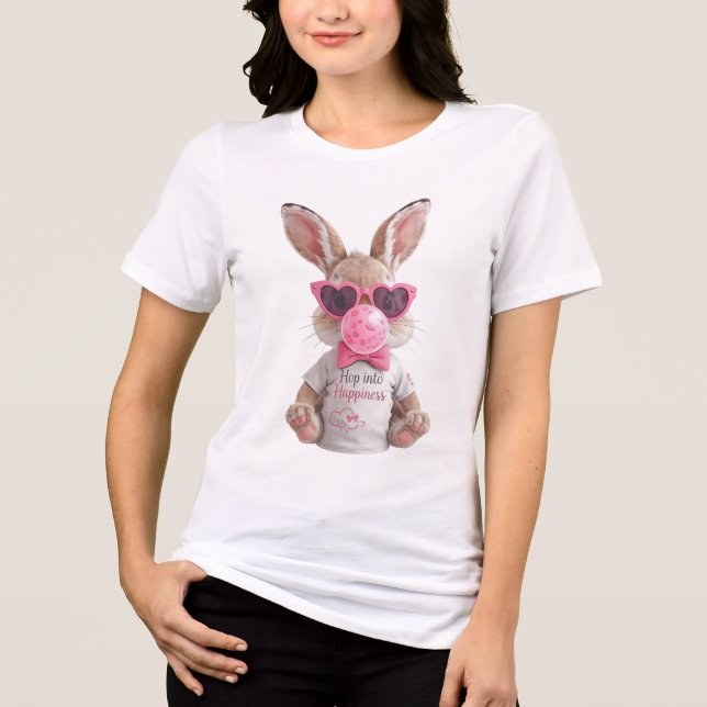 Cute Bunny Bubblegum T-Shirt Tri-Blend Shirt (Vorderseite)