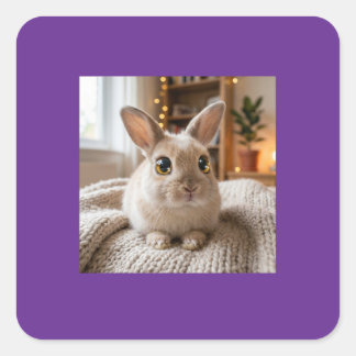 Cute bunny card quadratischer aufkleber