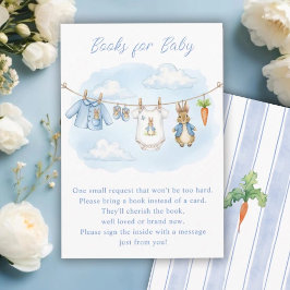 Cute Bunny Clothesline Baby Shower Book Request Begleitkarte