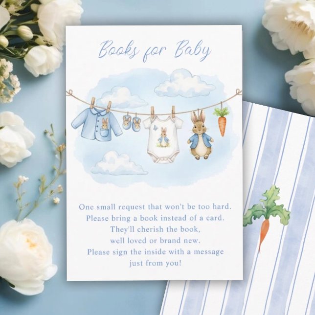 Cute Bunny Clothesline Baby Shower Book Request Begleitkarte (Von Creator hochgeladen)