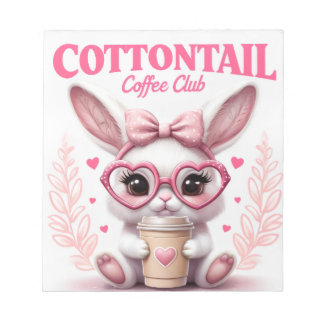 Cute Bunny Coffee Club Notepad Adorable Daily Note Notizblock