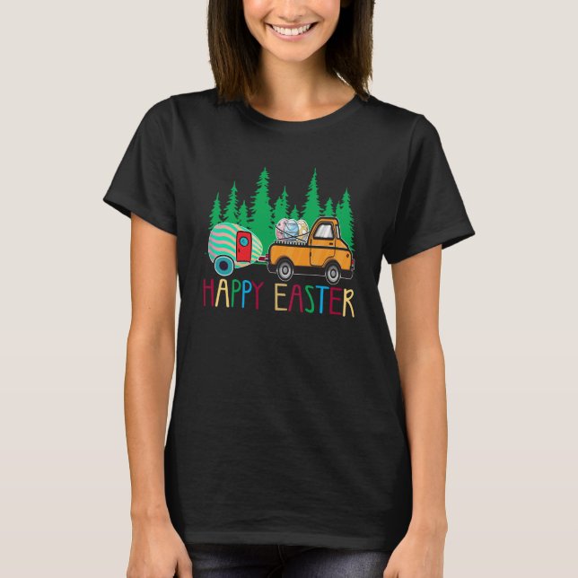 Cute Bunny Eggs Easter Camping Happy Easter Day Ca T-Shirt (Vorderseite)