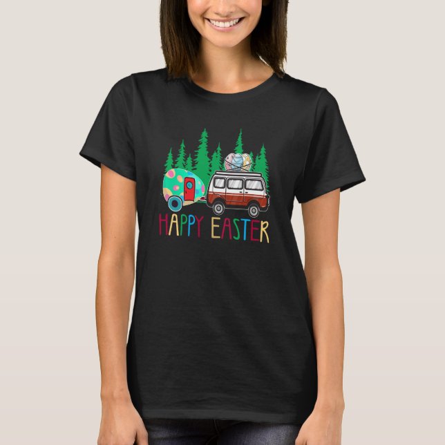 Cute Bunny Eggs Easter Camping Happy Easter Day Ca T-Shirt (Vorderseite)