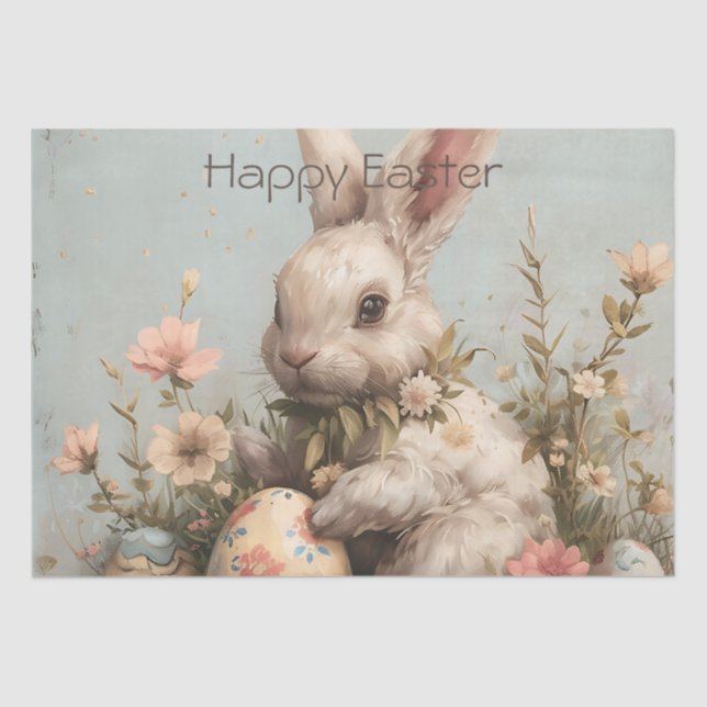 Cute Bunny Eggs Flowers Easter  Seidenpapier (Vorderseite)