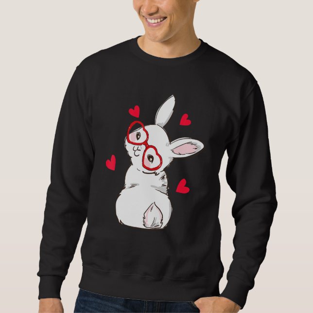 Cute Bunny Face Love Glasses Easter Day Girls_1 Sweatshirt (Vorderseite)