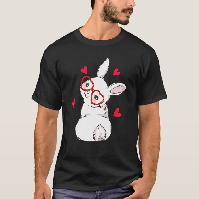 Cute Bunny Face Love Glasses Easter Day Girls_1 T-Shirt (Vorderseite)
