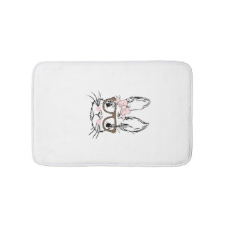 Cute Bunny Face Shirt Leopard Print Glasses EASTER Badematte