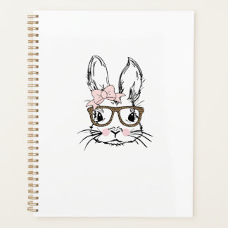 Cute Bunny Face Shirt Leopard Print Glasses EASTER Planer