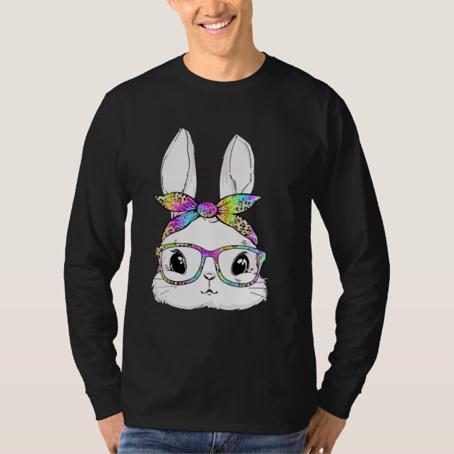 Cute Bunny Face Tie Dye Glasses Easter Day T-Shirt (Vorderseite)