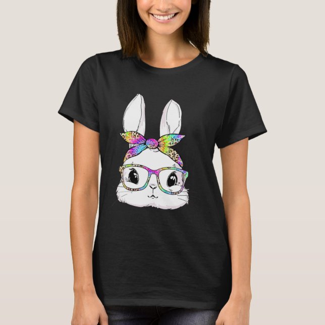 Cute Bunny Face Tie Dye Glasses Easter Day T-Shirt (Vorderseite)