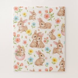 Cute Bunny Floral Spring Pattern Puzzle