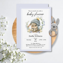 Cute Bunny Flowers Spring Baby Shower Invitation