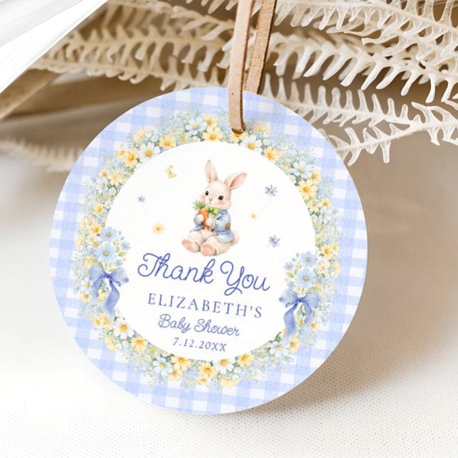 Cute Bunny Garden Gingham Baby Shower Thank you Geschenkanhänger (Von Creator hochgeladen)