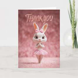 Cute Bunny Girl in Pink Tutu Thank You Karte