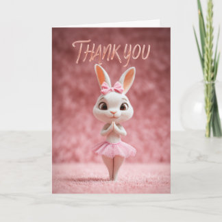 Cute Bunny Girl in Pink Tutu Thank You Karte