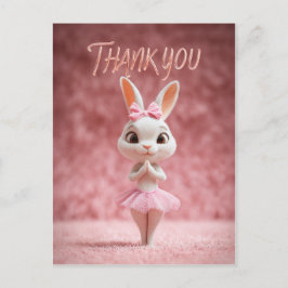 Cute Bunny Girl in Pink Tutu Thank You Postkarte