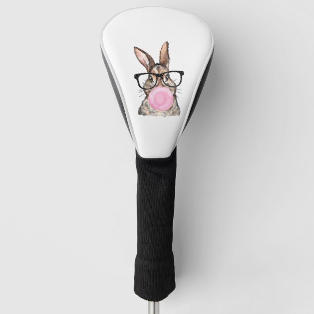 Cute Bunny Glasses Bubblegum Easter Day Girls Kids Golf Headcover (Vorderseite)