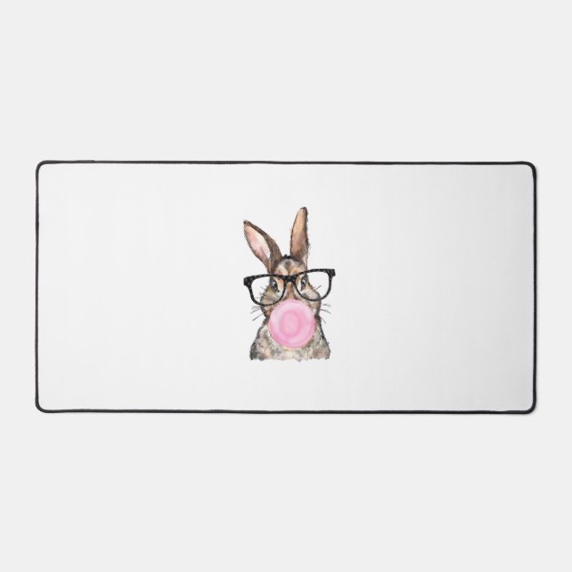 Cute Bunny Glasses Bubblegum Easter Day Girls Kids Schreibtischunterlage (Vorderseite)