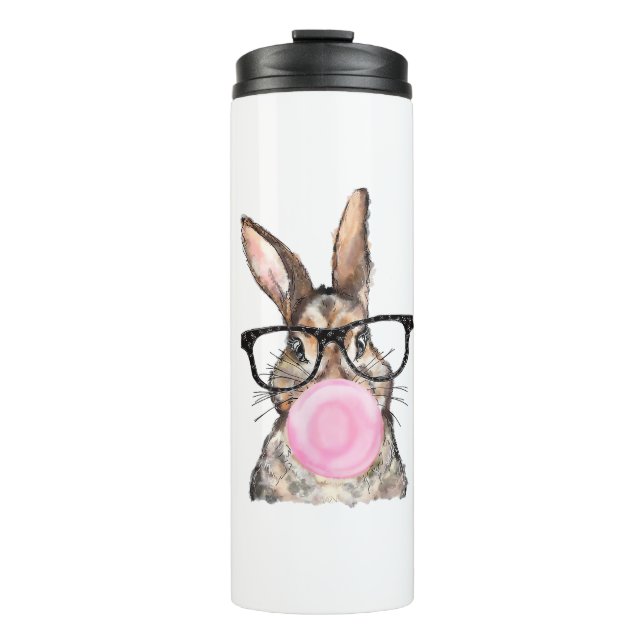 Cute Bunny Glasses Bubblegum Easter Day Girls Kids Thermosbecher (Vorderseite)