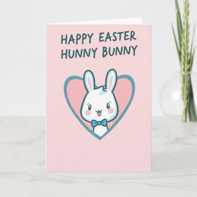 Cute Bunny Heart Greeting Card Karte (Vorderseite)