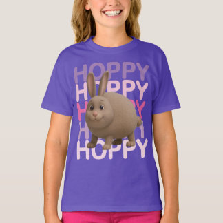 Cute Bunny “Hoppy Hoppy” Typography Kawaii Rabbit T-Shirt
