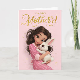 Cute Bunny Hug Mother’s Day Card Karte