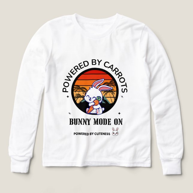 Cute Bunny Hugging Carrot Retro Sunset T-Shirt  (Design Vorderseite)